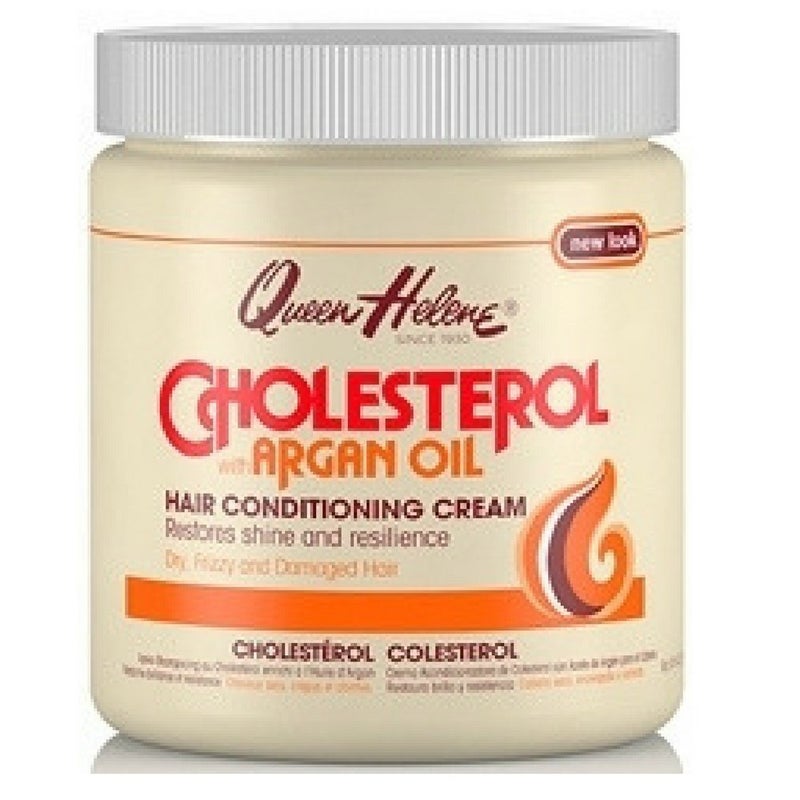 Queen Helene Cholesterol Hair Conditioning Cream with Argan Oil, Deep Moisturizing Conditioner for Dry, Frizzy and Damaged Hair, 15 oz